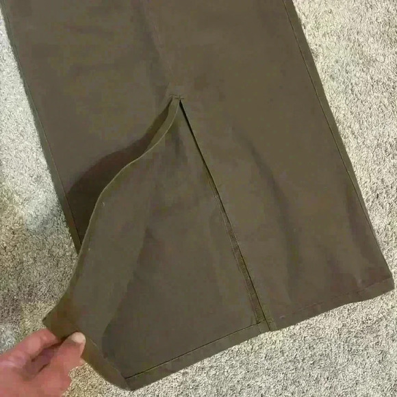 Vintage Gap Hutton Y2K 90s 00s Brown Midi Skirt with Slit Size 1 100% Cotton - Picture 2 of 8